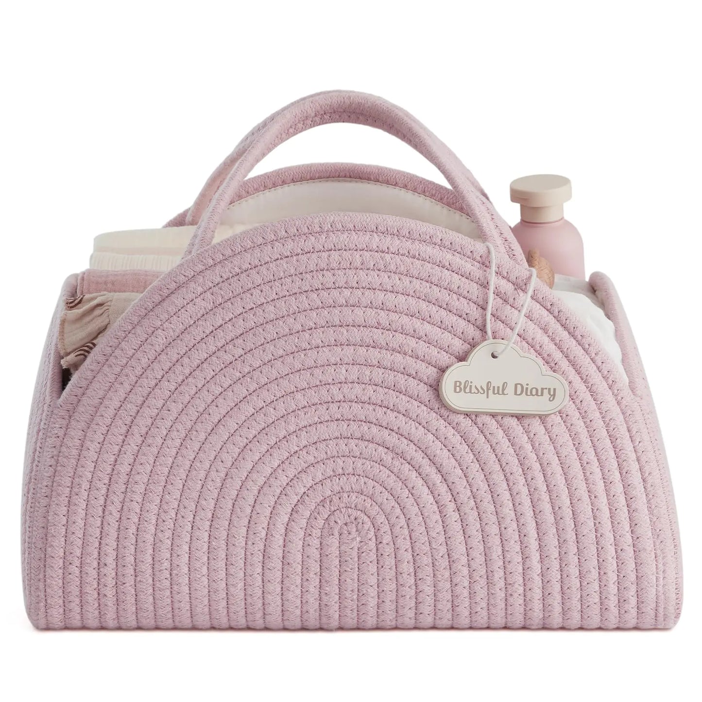 Pink Rope Baby Nappy Caddy Organiser