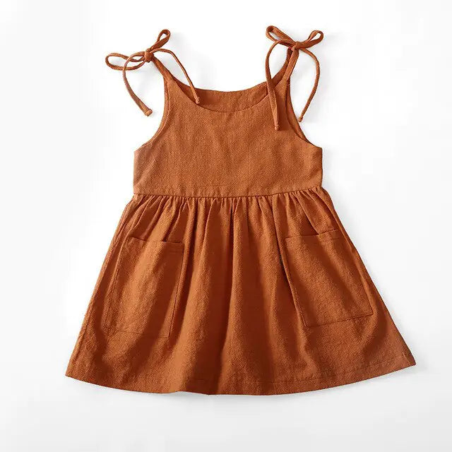 Sleeveless Cotton Tie Shoulder Sun Dress
