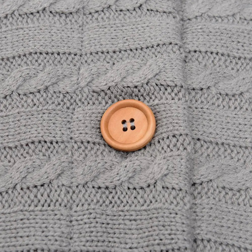 Knitted Button Snuggle Blanket