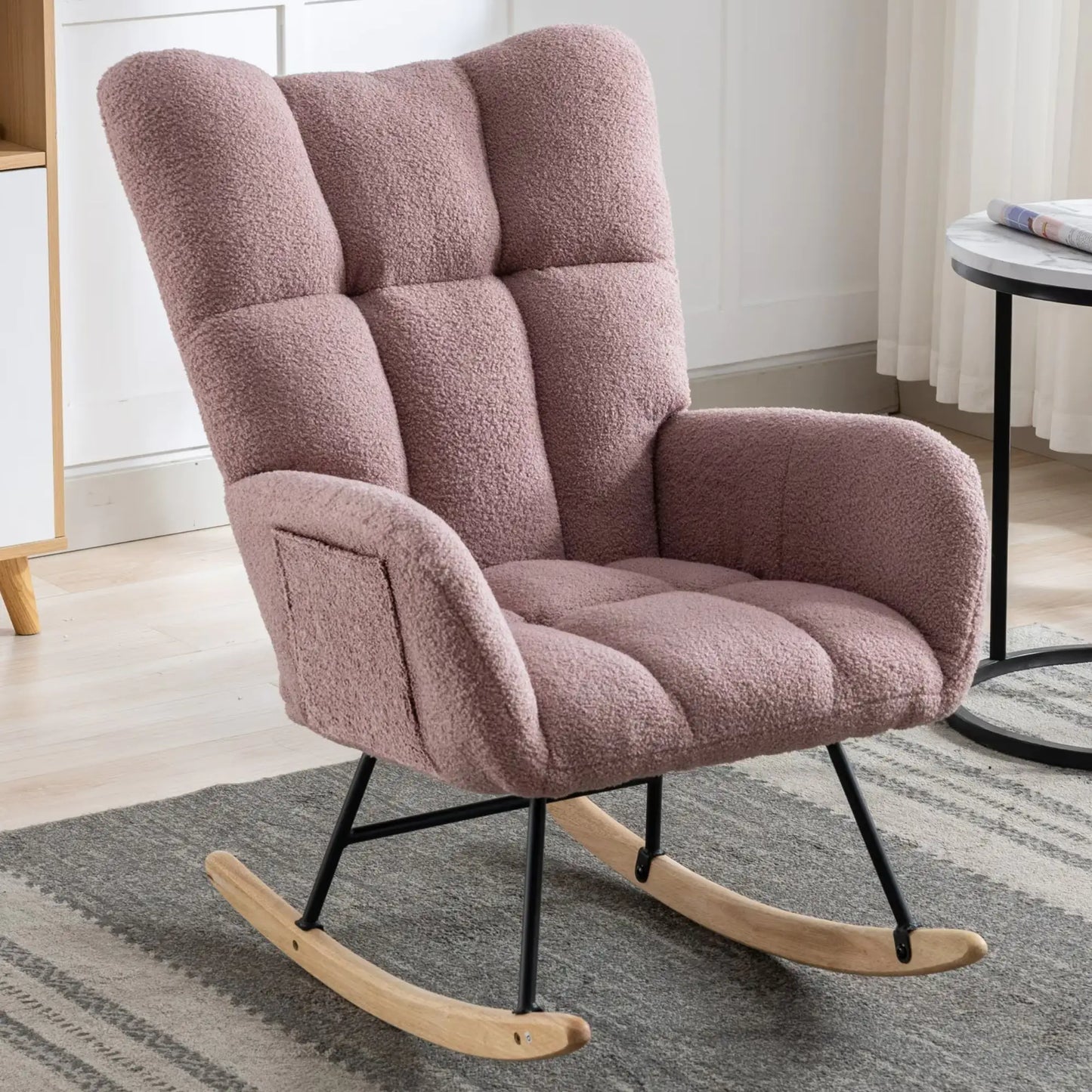 Soft Teddy Fabric Rocking Chair