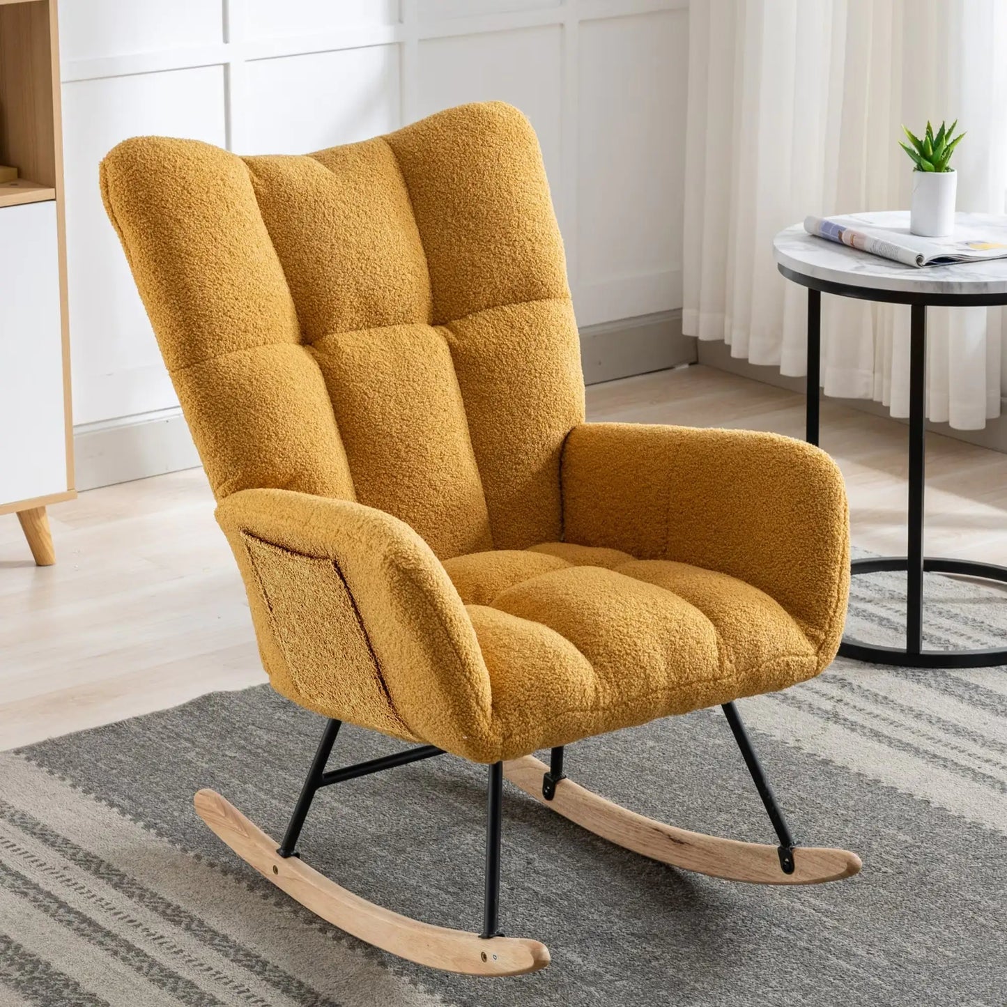 Soft Teddy Fabric Rocking Chair