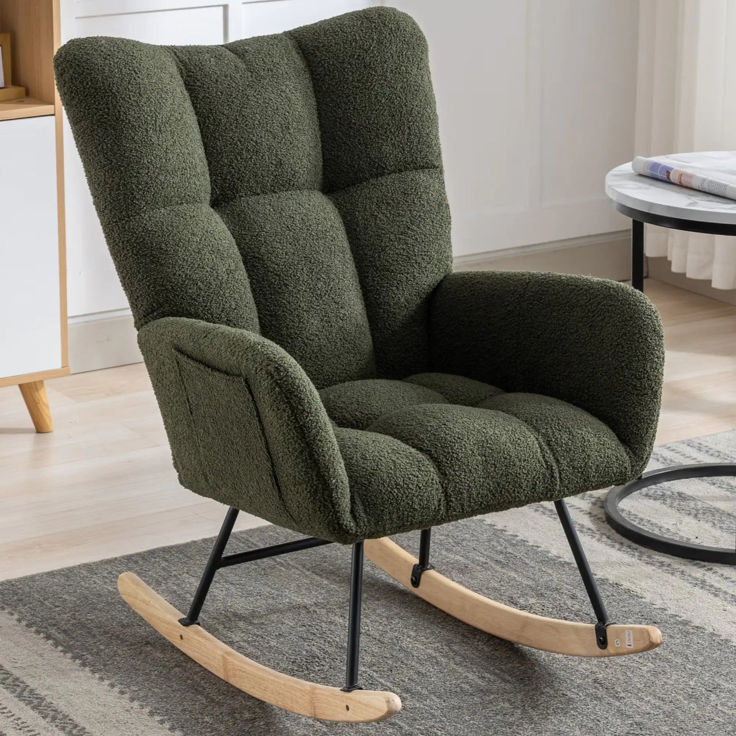 Soft Teddy Fabric Rocking Chair