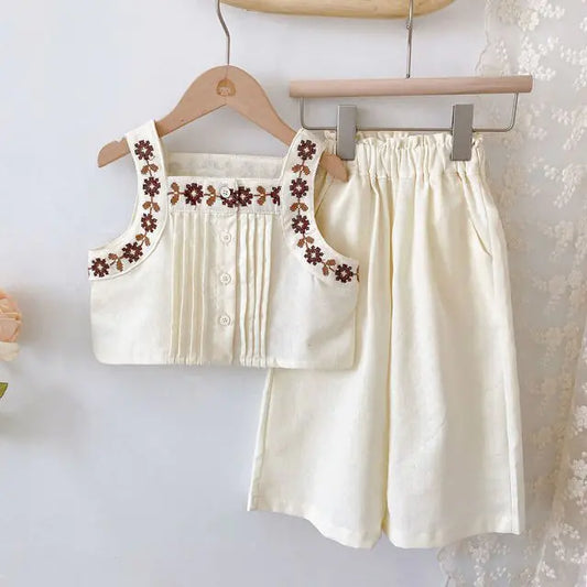 Embroidered 2 Piece Pants Set