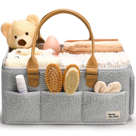 Grey Teddy Fleece Nappy Caddy