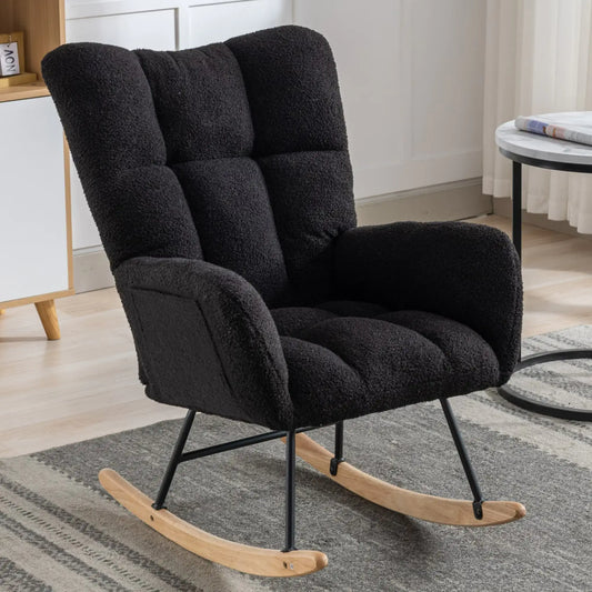 Soft Teddy Fabric Rocking Chair