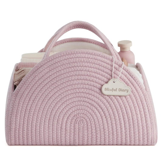 Pink Rope Baby Nappy Caddy Organiser