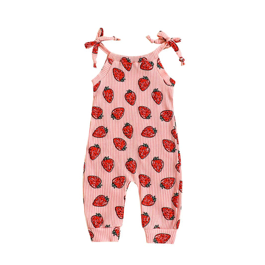 Strawberry Print Embroidery Jumpsuit