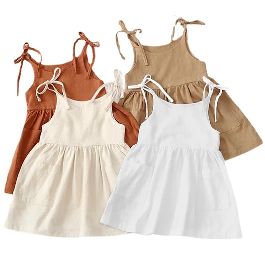 Sleeveless Cotton Tie Shoulder Sun Dress