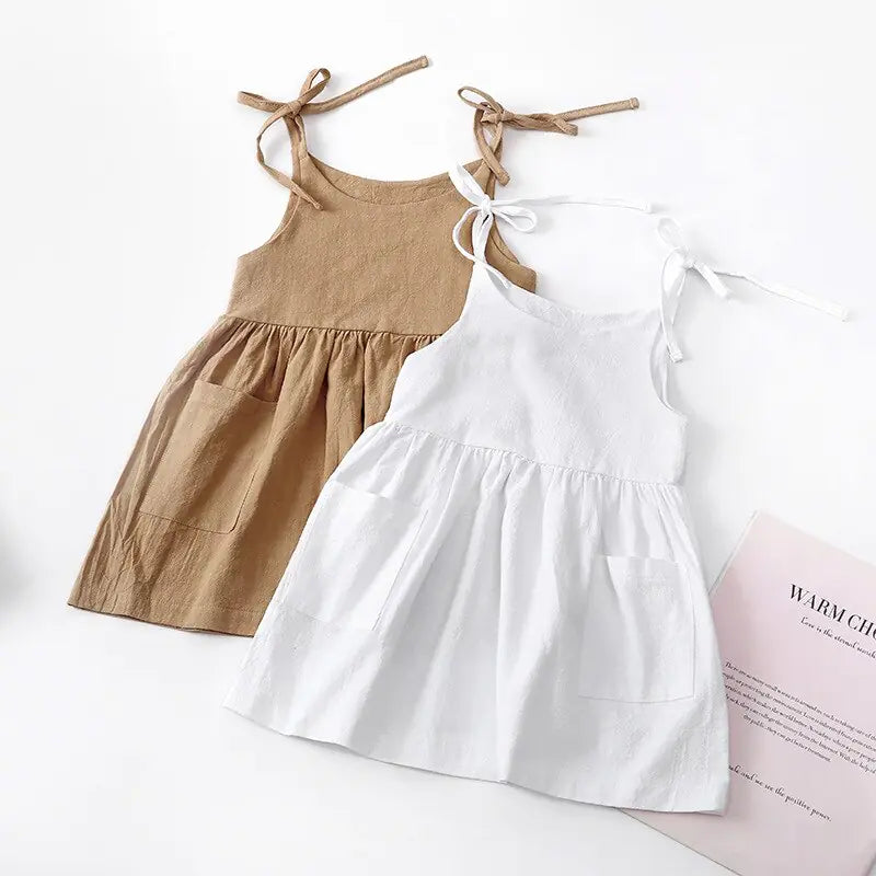 Sleeveless Cotton Tie Shoulder Sun Dress