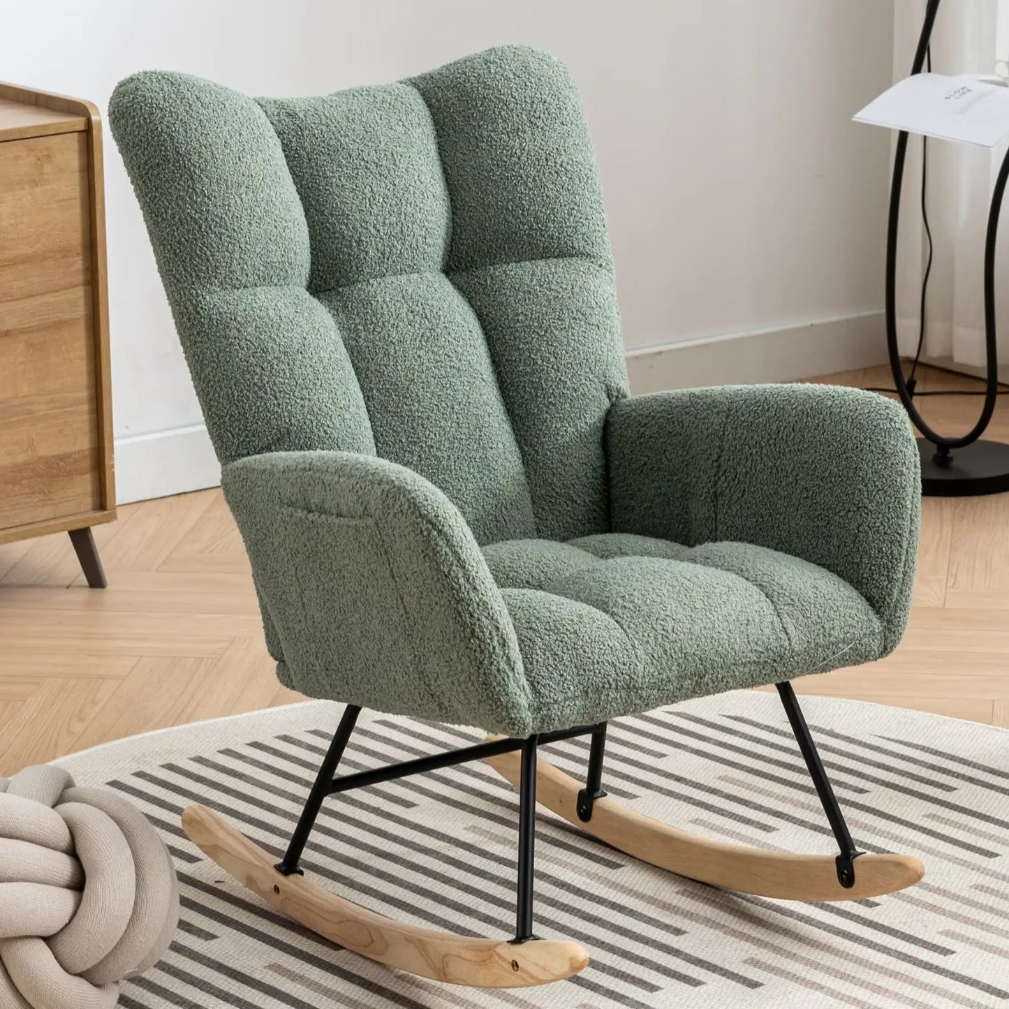 Soft Teddy Fabric Rocking Chair