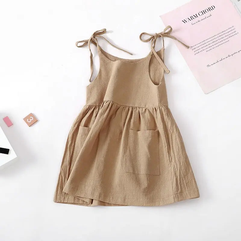 Sleeveless Cotton Tie Shoulder Sun Dress