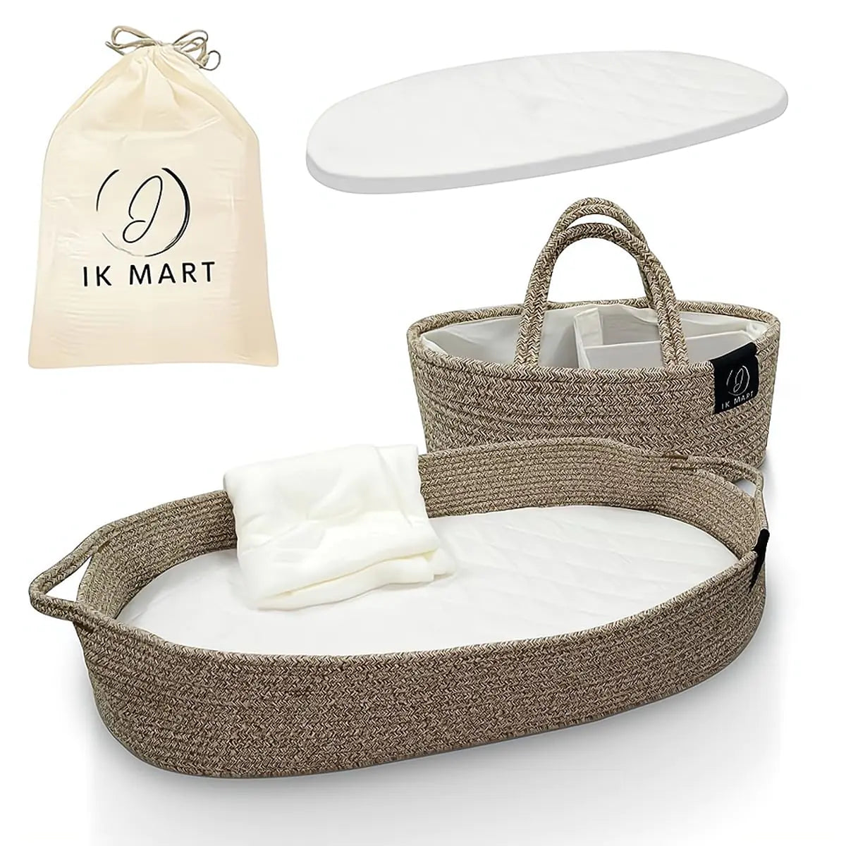 Neutral Woven Baby Changing Basket Set